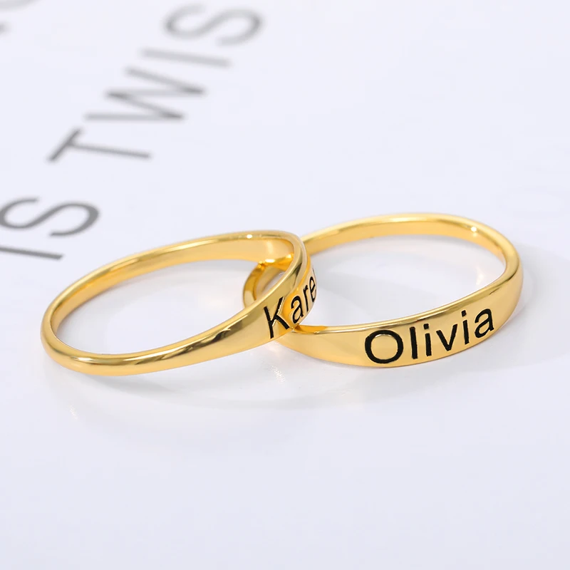 Изящное персонализированное кольцо с именем под заказ гравировка начальная Дата