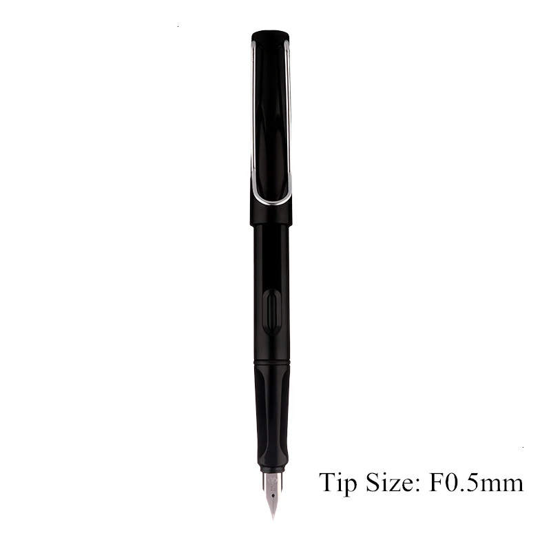 Black-F0.5mm 0,38/0,5 мм Высококачественная цветная пластиковая перьевая ручка, чернильные ручки для каллиграфии, Подарочные офисные канцелярские принадлежности 03930 - Цвет: Black-F0.5mm