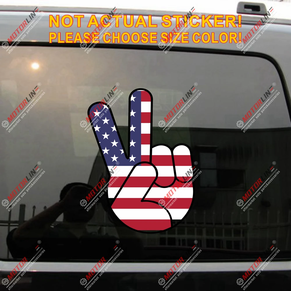 Знак жеста мира американский флаг США наклейка автомобильная виниловая