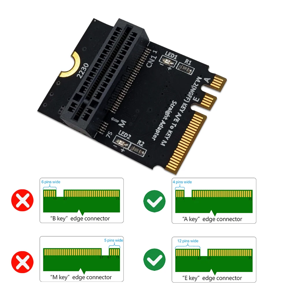 M.2 NGFF NVMe ключ A/E к ключу M SSD адаптер пластина конвертер светодиодный светодиодным