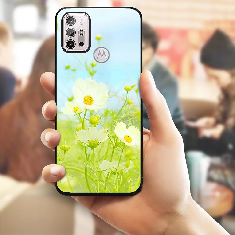 phone case for motorola moto g30 g20 g50 g60 e7 e20 e40 g40 fusion g 5g plus g9 play e7 plus power flower black silicone covers free global shipping