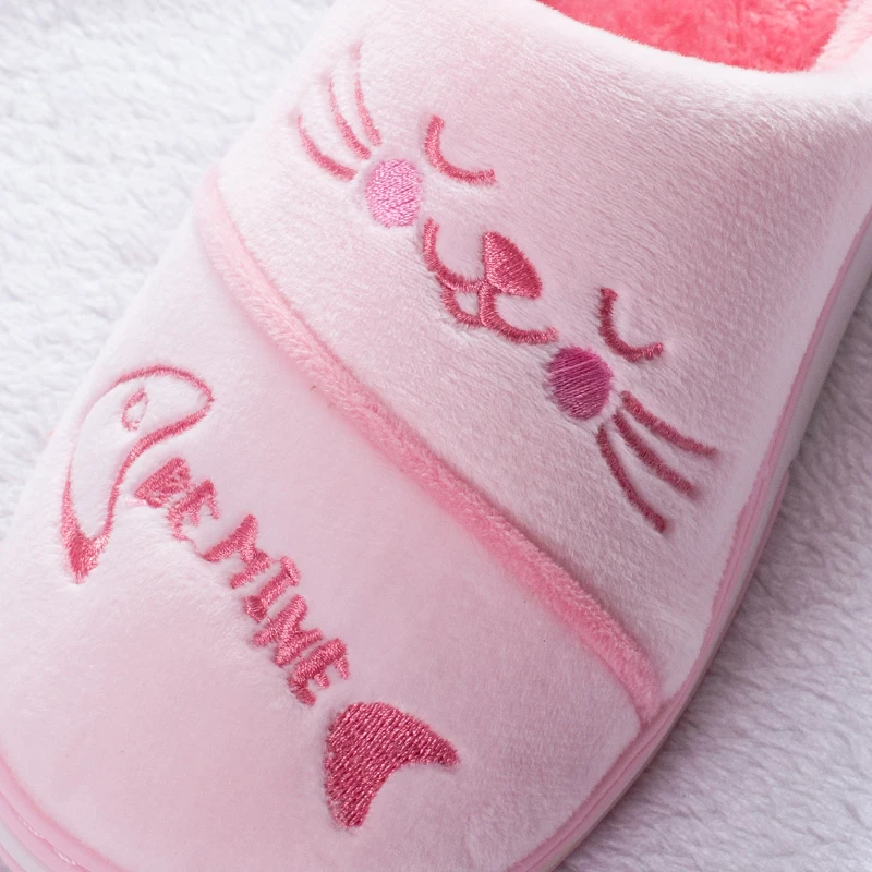 Женские домашние тапочки обувь с рисунком кота мягкие зимние теплые для