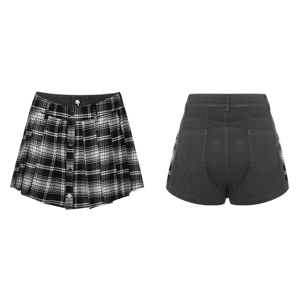 Женские плиссированные брюки в стиле Панк RAVE хлопковые фактурные джинсовые