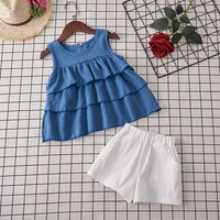 girls clothing sets 2021 summer cotton vest two piece sleeveless children sets casual fashion girls clothes suit