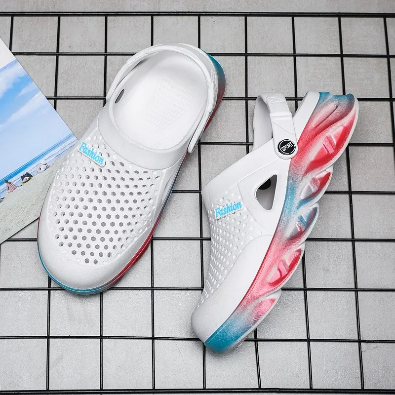 

Women's Flat Sandals 2021 Men's Summer Slippers Hollow Out Men's Breathable Garden Flip Flops Couple Beach Antiskid Wading Shoes