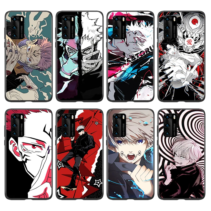 

Jujutsu Kaisen Satoru Gojo anime Silicone For Huawei P40 P30 P20 Pro P10 P9 P8 Lite RU E Mini Plus 2019 2017 Black Phone Case