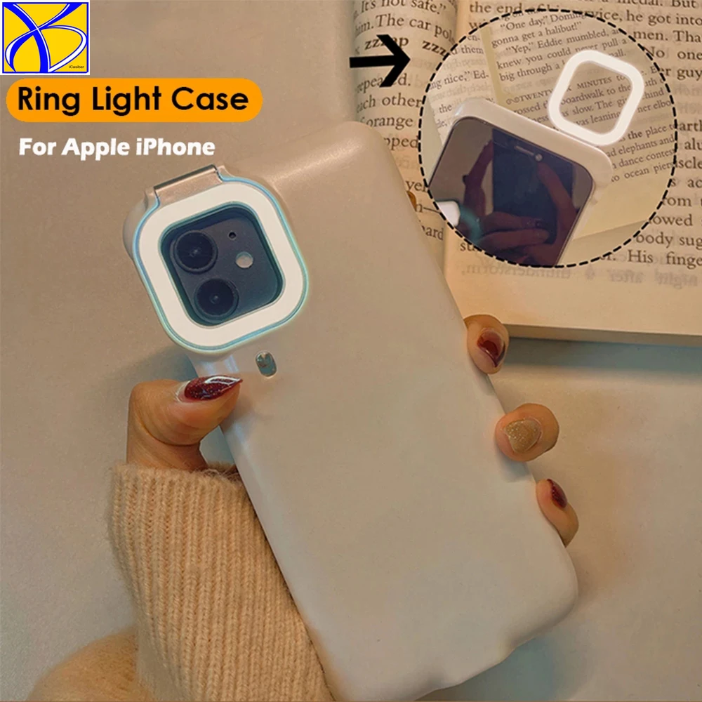 

Fill Light Phone Case For iPhone 12 11 Pro Max Selfie Ring Light Beauty Ring Flash Phone Case For iPhone 6 6S 7 8 Plus X XS XR
