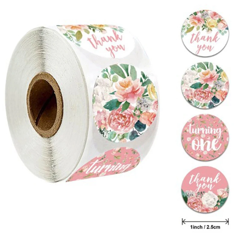 

500Pcs/roll Floral Thank You Sticker For Seal Label Scrapbooking Christmas Sticke Decoration Sticker Stationery Sticker New
