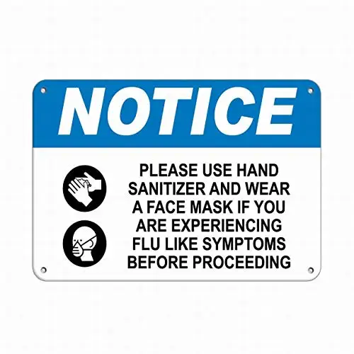 

Notice Warning Sign Decor 8x12 Tin Metal Signs Notice Please Use Hand Sanitizer and Wear A Face Mask Safety Sign
