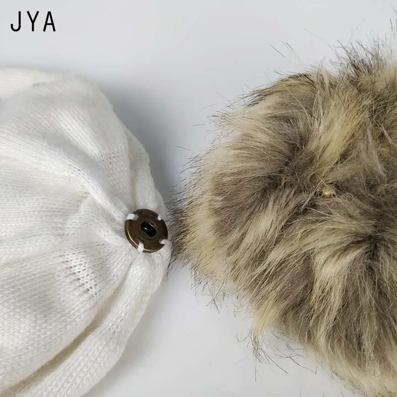 Высококачественная однотонная шапка с помпоном из искусственного меха вязаные