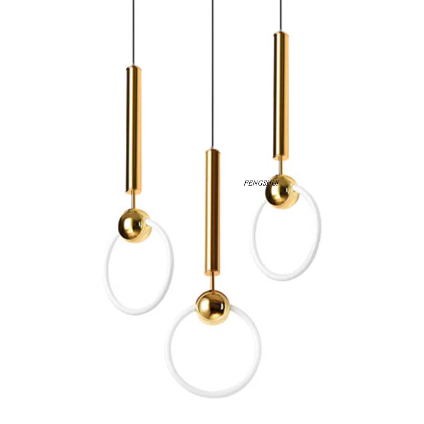 Современный светодиодный подвесной светильник с одним металлическим кольцом s