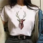 Buck значок печати для женщин с коротким рукавом Милая футболка на каждый день Футболка Harajuku Футболка Модный Топ Т-образное