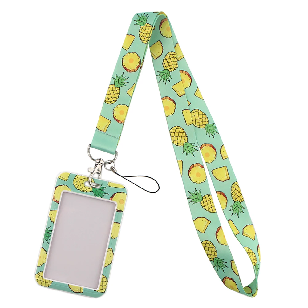 

YL7 Fruit Lemon Key Lanyards ID Card Badge Holder Key Chain For Bag Student Lady bus Neckband Business Card Friends Gifts