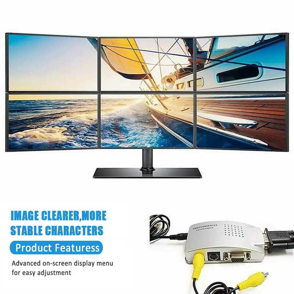 Композитный конвертер VGA в RCA AV S Video приставка переключатель CC TV DVR ПК ноутбук ТВ