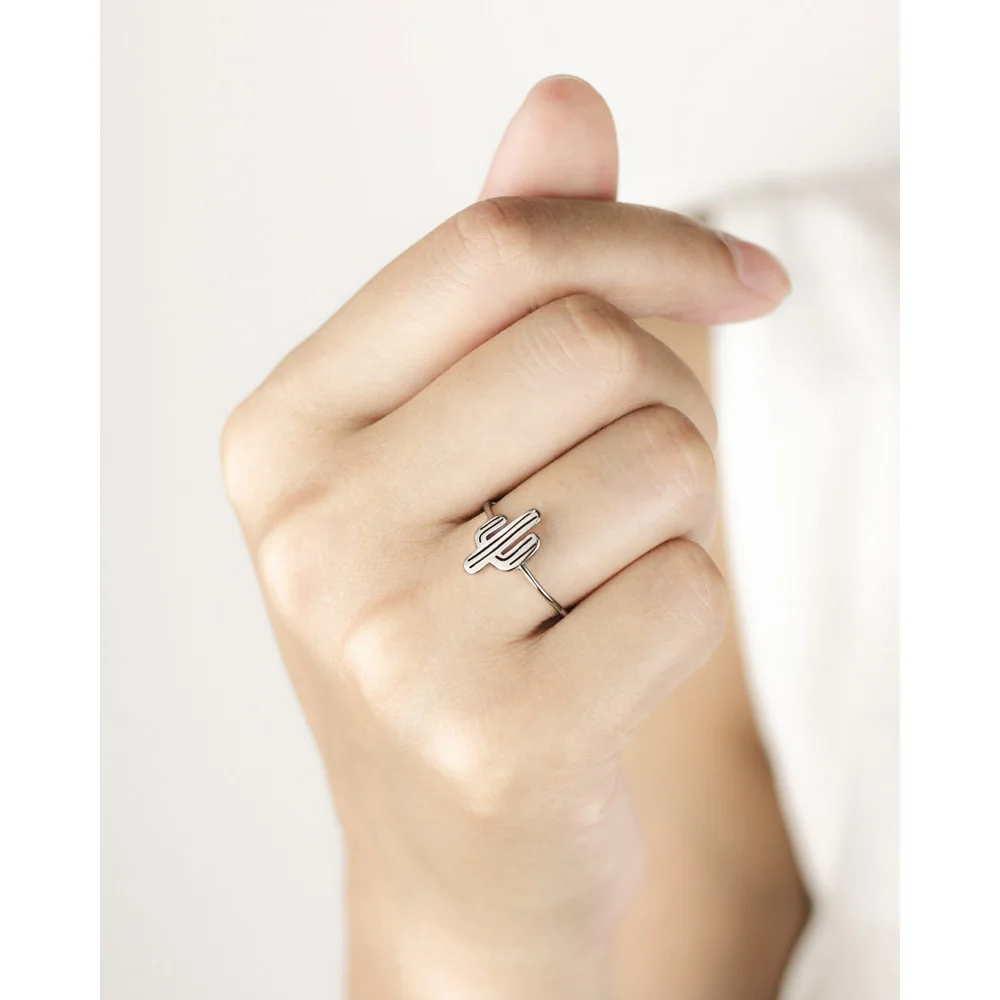 Женское кольцо С КАКТУСОМ Trustdavis регулируемое из настоящего серебра 925 пробы для