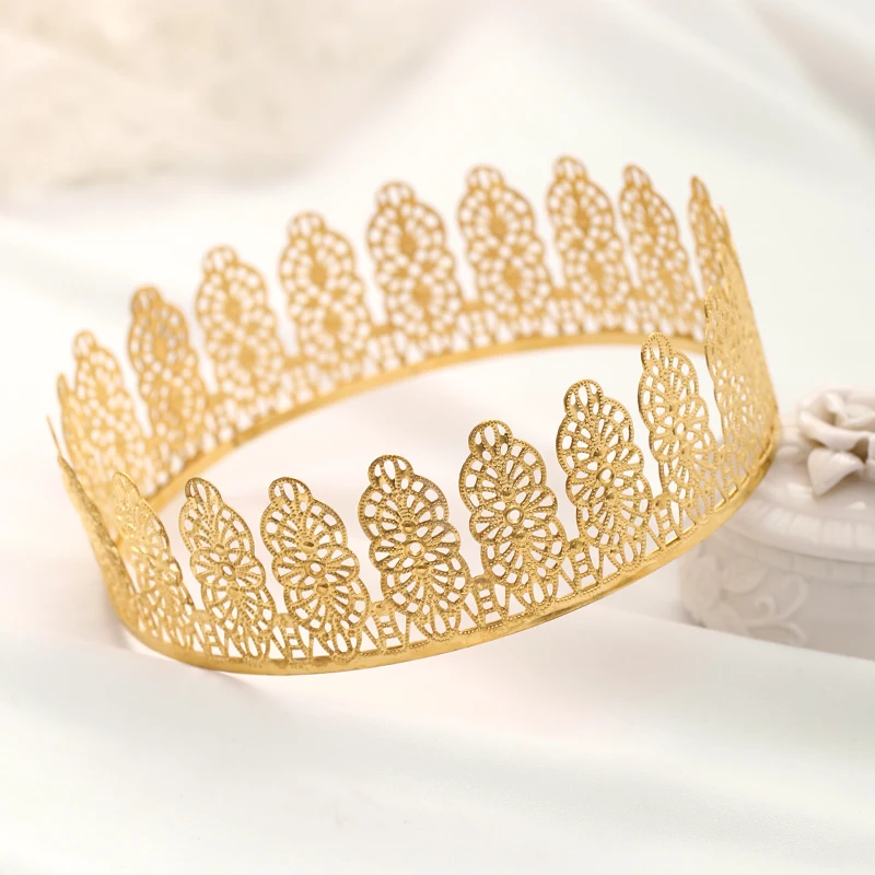 

Vintage Cheap Tiaras And Crowns For Wedding Bridal Women Headpiece Queen King Round Diadems Hair Accessories Gold Accessories