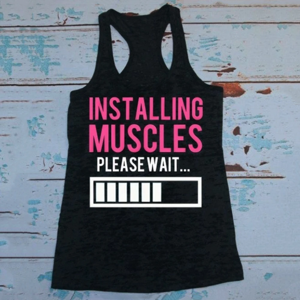 Мода плюс размер Спортивная Женская забавная с буквенным принтом майка одежда