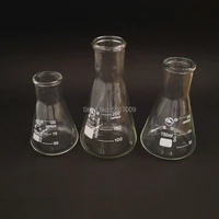 1set 100ml 150ml 200ml laboratory borosilicate glass flask wide neck conical triangular flask