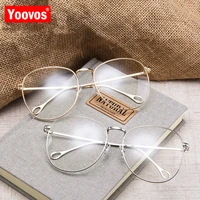 yoovos 2021 glasses frame women round oversized eyeglasses frame large flat mirror eyewear menwomen big frame mirror gafas