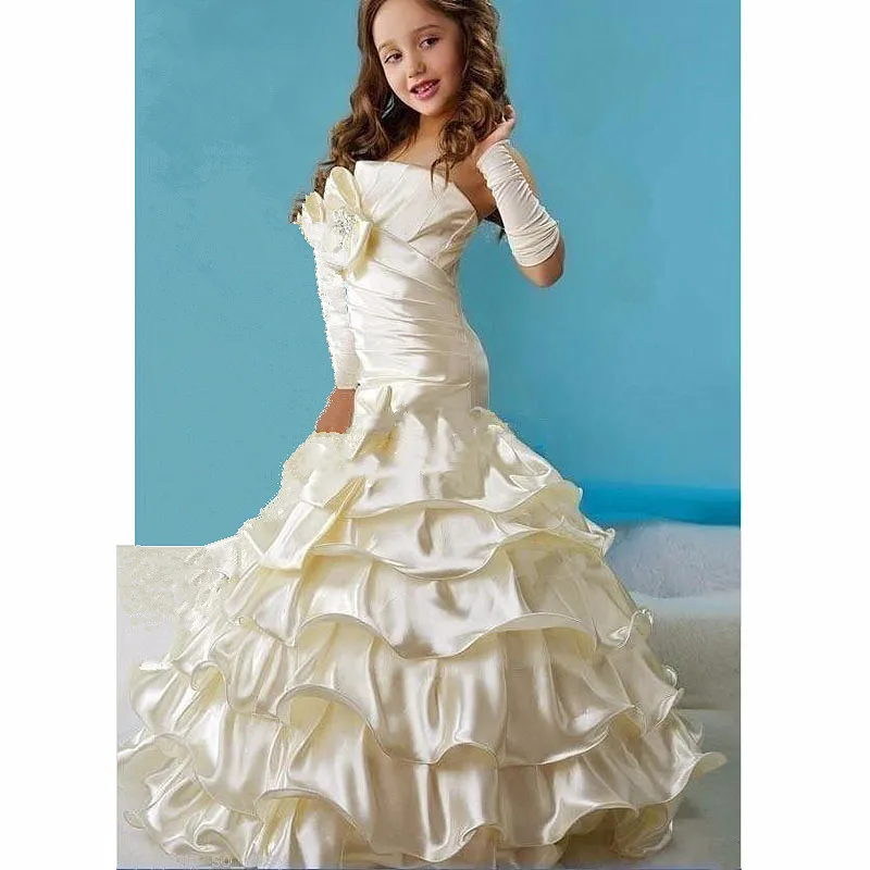 Платья для девочек с цветочным рисунком русалки Детские вечерние платья первого