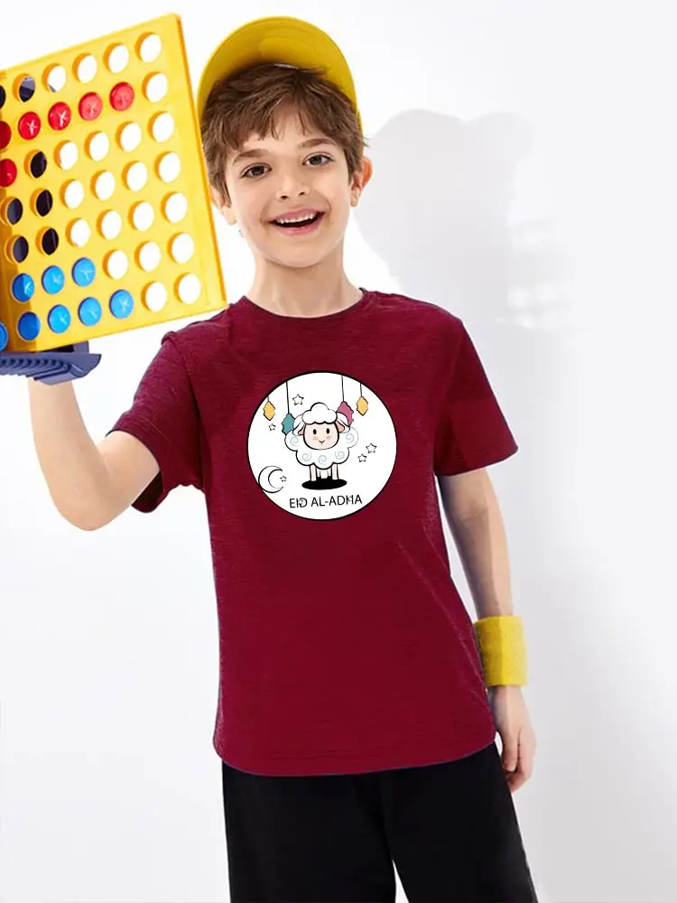 

Новинка 2021 года, летняя детская футболка с принтом «Eid al-Adha» + шорты, хлопковый топ с вырезом лодочкой, От 2 до 6 лет футболка для мальчиков и де...
