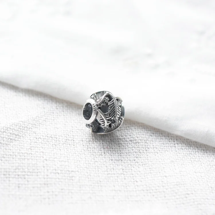 Реальный цвет серебра талисман в виде ажурных листьев Шарм Браслеты с подвесками