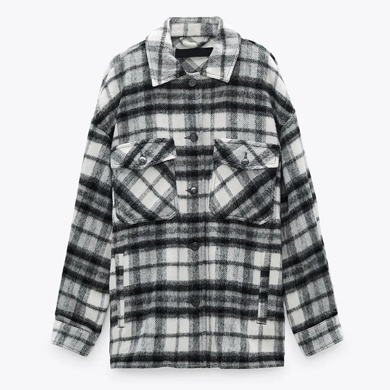 Женские блузки с отложным воротником Malina черные и белые рубашки в клетку