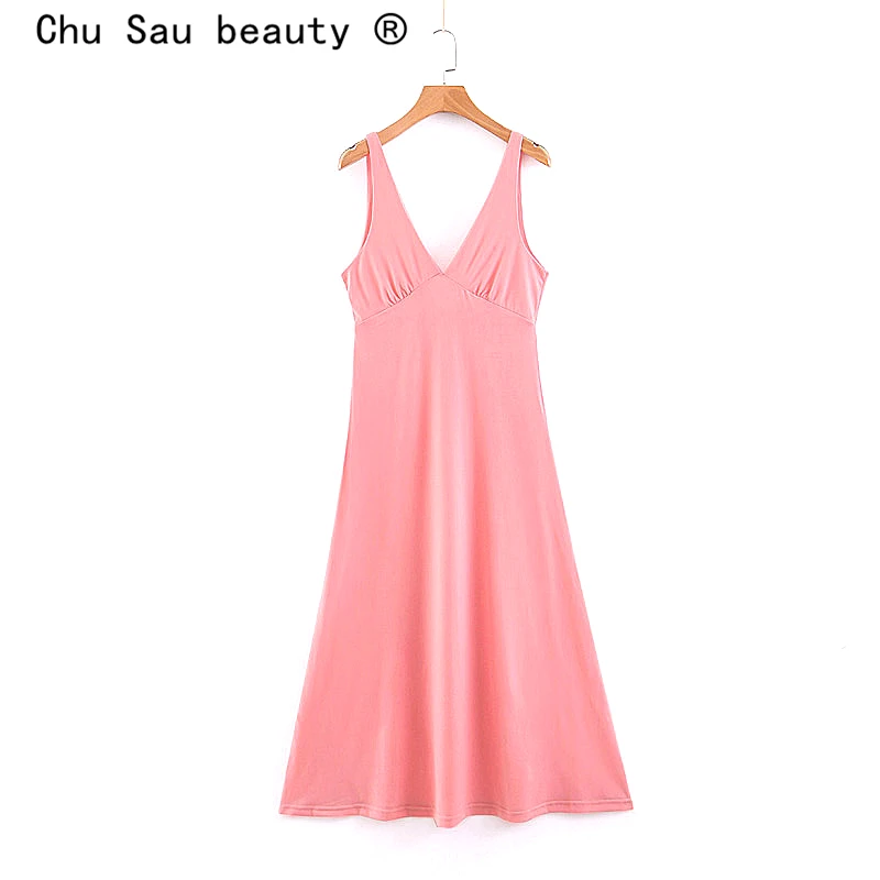 Chu Sau beauty повседневное шикарное однотонное платье миди женская новая уличная