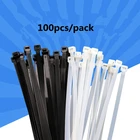 Самоблокирующиеся пластиковые нейлоновые стяжки для кабеля, 100 шт., черные стяжки для кабеля, петля для крепления кабеля, держатель обмотки различных спецификаций