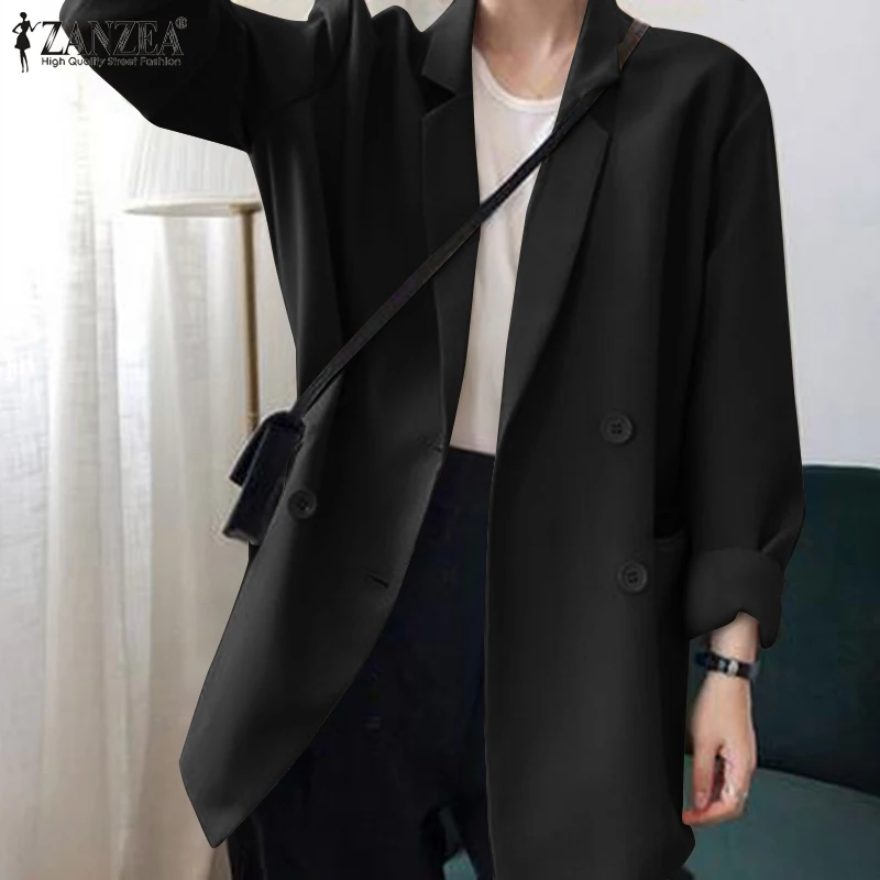 

ZANZEA Stylish Lapel Neck Blazers Women Autumn Long Sleeve Thin Coats Casual Blazer Jackets Female Office Work Suits Outwear 7