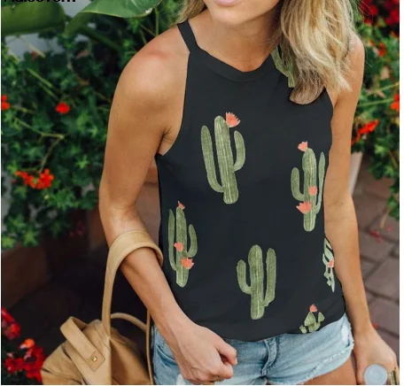 Женская футболка без рукавов с принтом кактуса Харадзюку 2019 | одежда