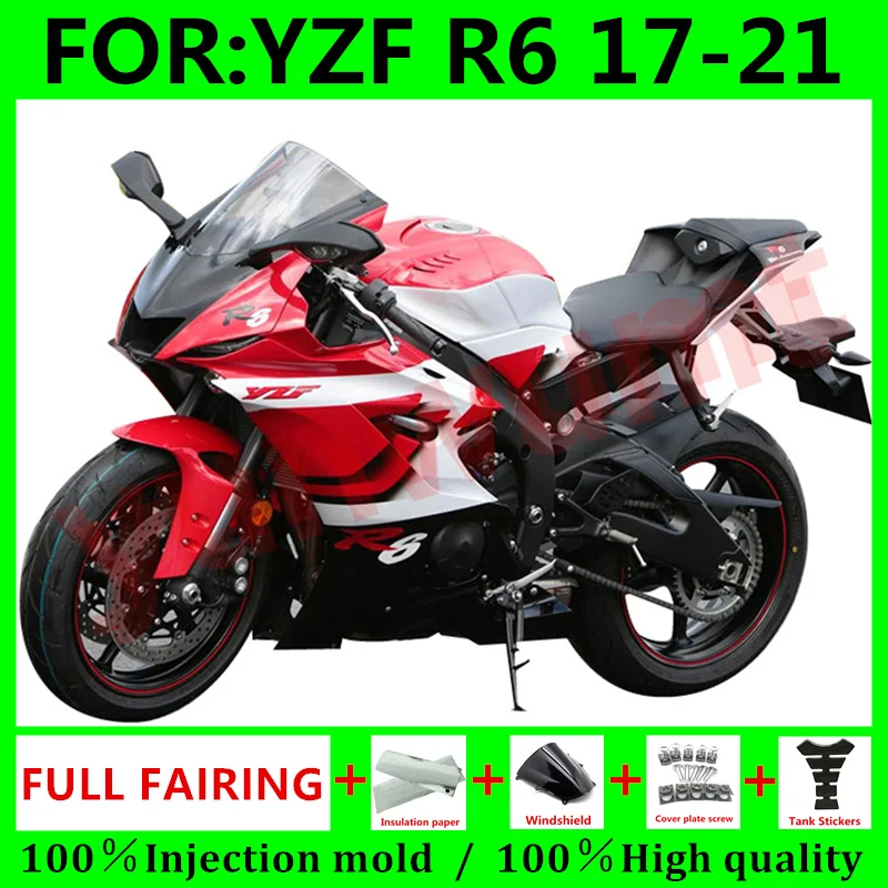 

New ABS Motorcycle whole Fairings kit for YAMAHA YZF-R6 2017 2018 2019 2020 R6 17 18 19 20 21 fairing Bodywork set red white