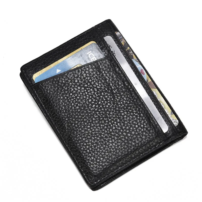 BISI GORO 2021 RFID Black Wallet Credit Card Holder Cow Leather Unisex High Quality Casual Purse Slim Mini Money Bag | Багаж и сумки