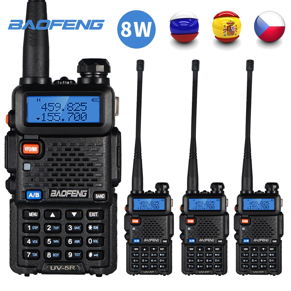4 шт. Baofeng 5/8 Вт высокой мощности Мощность иди и болтай Walkie Talkie uv-5r Dual Band