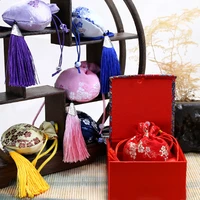 chinese style sachet jewelry storage bag vintage embroidery sachet lucky tassel drawstring bag car pendant wedding gift bag