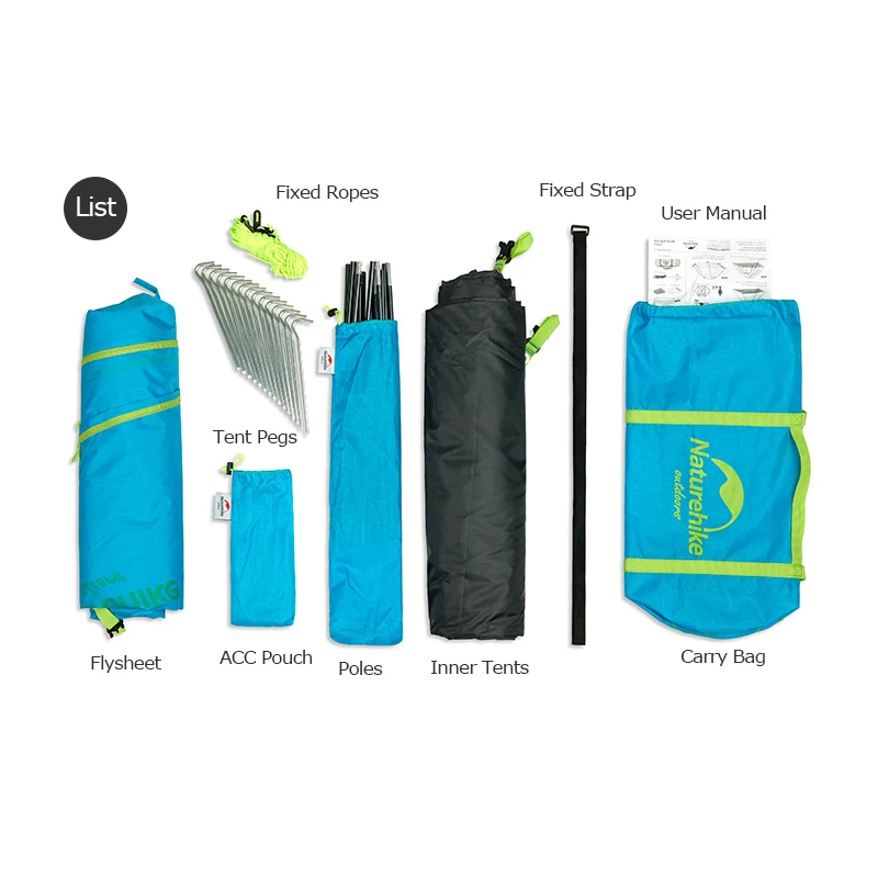 Палатка Naturehike NH18Z022 P двухслойная для мужчин защита от УФ излучения на 3 сезона 2 4
