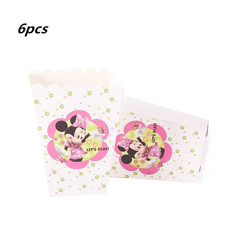 6pcs popcorn box 20 шт./партия Минни тема Микки бумажные салфетки для вечеринки с днем рождения товары для вечеринок Минни бумажные полотенца для салфеток сувениры 33*33 см - Цвет: 6pcs popcorn box