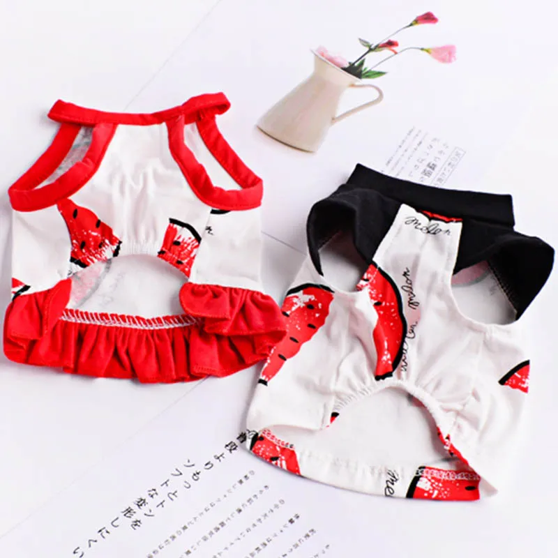 Одежда для собак с принтом арбуза летняя одежда щенков маленьких юбка чихуахуа