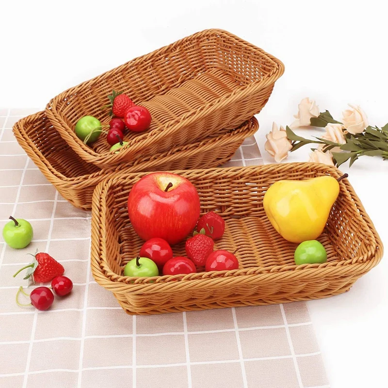 

3 Pack Weave Bread Basket,Serving Baskets Trays,Food Fruit Sundries Storage Basket Restaurant Bakery Family Party