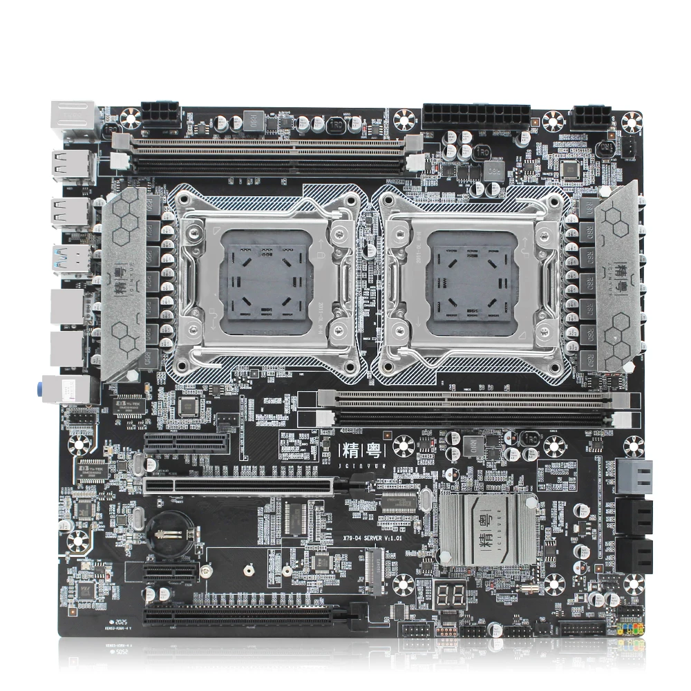 Verkaufen JGINYUE X79 Dual CPU Motherboard LGA 2011 Für I7 Xeon E5 V1 & V2 Prozessor DDR3 256G ECC/NON-ECC Speicher Dual Giga LAN NVME X79-D4