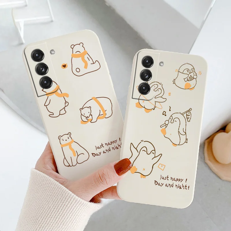 

Happy Penguin Phone Case For Samsung Galaxy S21 S20 FE S10 Note 20 10 Ultra Plus A72 A52 A42 A32 A71 A51 A41 A31 A21S 4G Cover