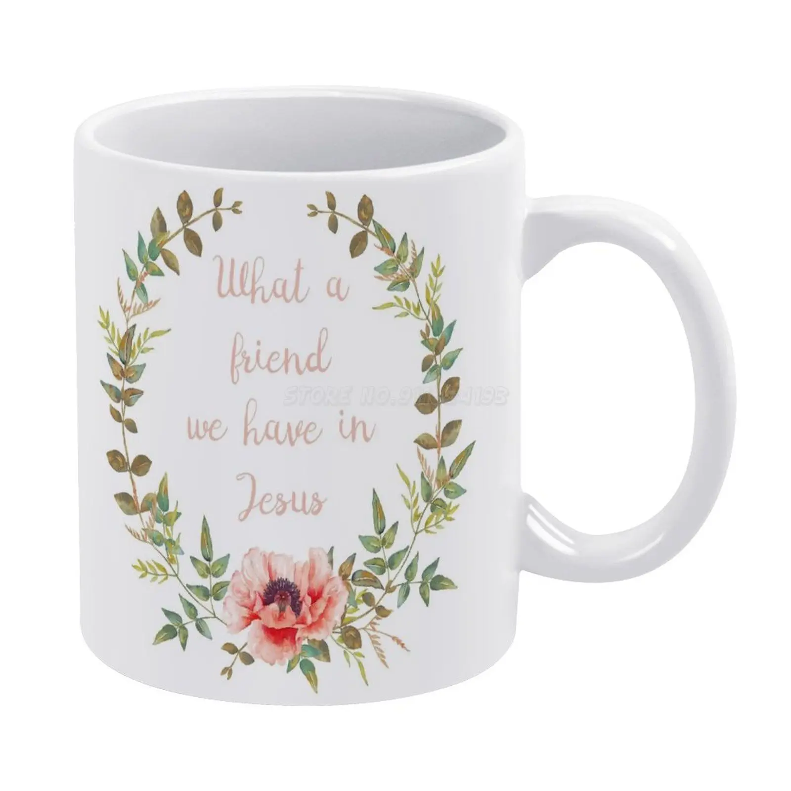 Кружка Какой Друг у нас в Иисусе с цветами белая кружка кофейная 330 мл
