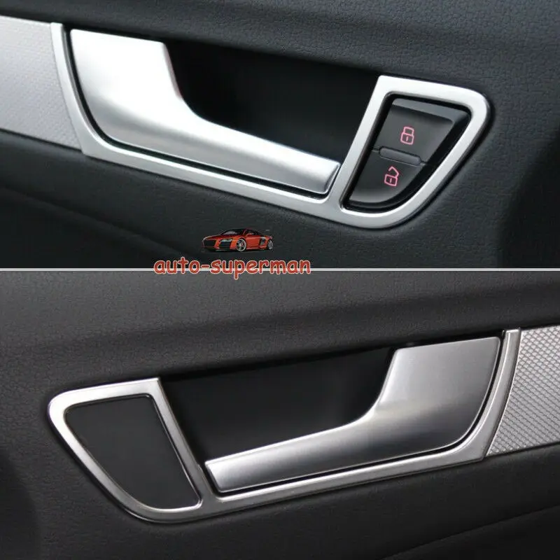 Матовый хром 4 шт. накладка на внутреннюю дверную ручку отделкой рамки для Audi A4 B8 A5