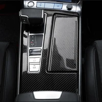 carbon fiber color center console gear shift panel decoration cover trim 2pcs for audi a6 c8 2019 lhd car styling accessories