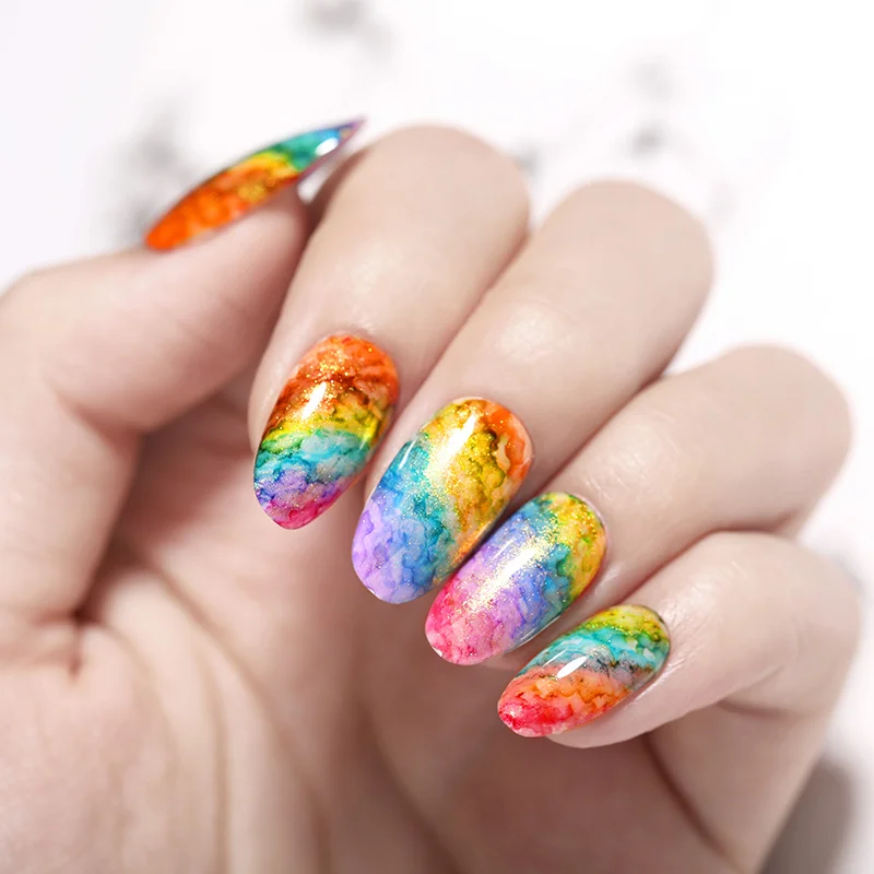 Лак для ногтей NICOLE DIARY с акварельными чернилами блестящий УФ-гель эффект дыма