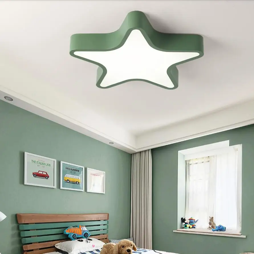 

Macaron children's room lamp boy simple bedroom lamp warm and romantic princess five-pointed star ceiling lamp study lamp