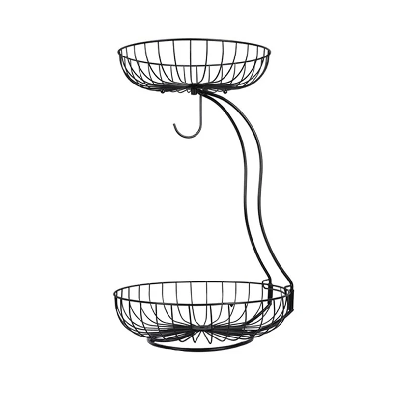 

Creative Iron Fruit Basket Kitchen Storage Portable Fruits Metal Double Layers Multifunctional Basket Holder