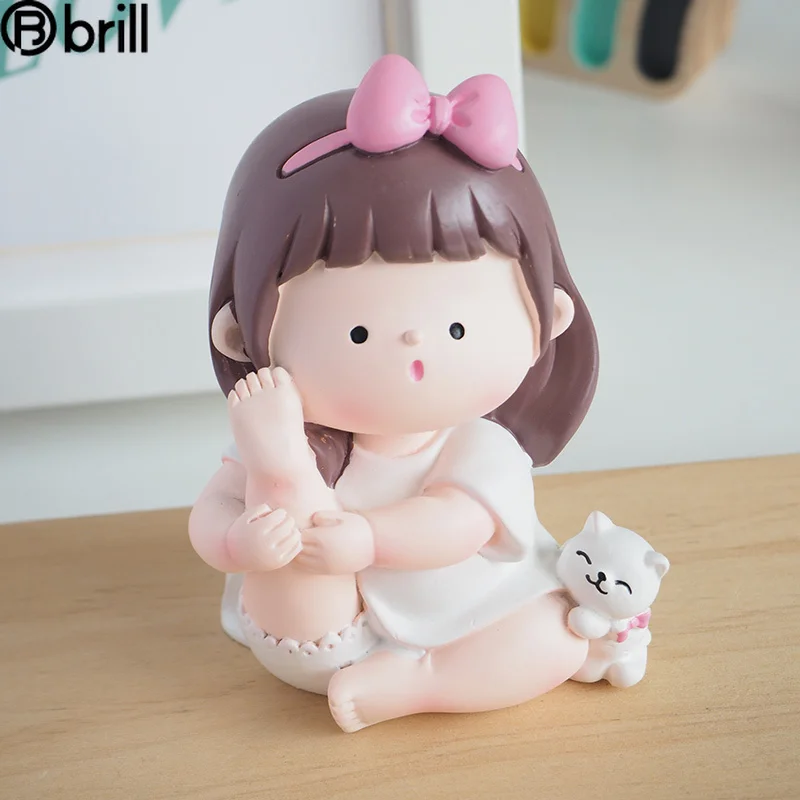 

Cute Girl Figurines Car Decoration Accessories Home Accessories for Girls Room Resin Charms Office Decorations Friend Gift
