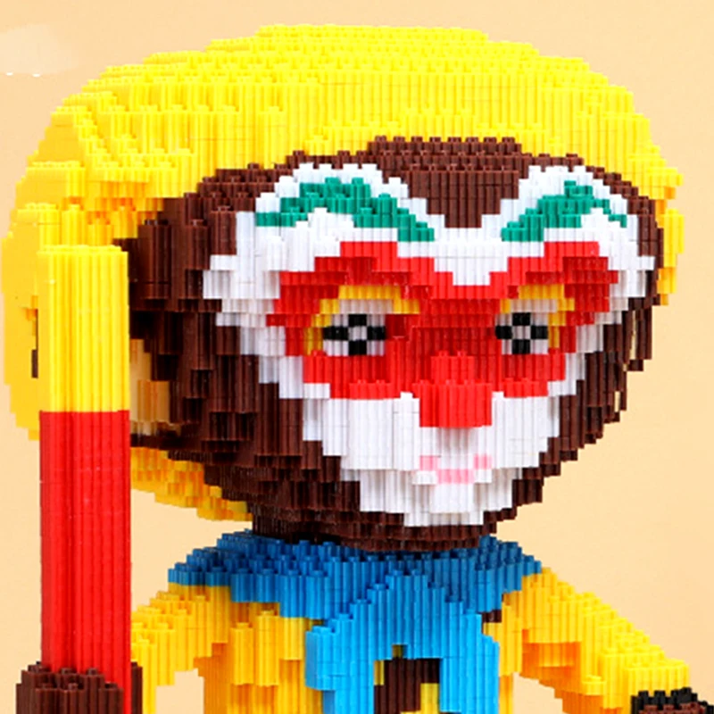 

Chinese Cartoon Building Blocks Monkey King Sun Wukong Figure 3D Model Diamond Assembled Connection Bricks Toys for Children