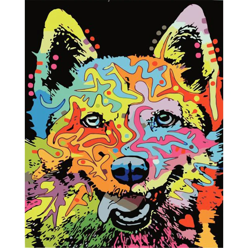 

Paint By Number Canvas Painting Kits Animal Home Decoration DIY Unframe Coloring By Numbers Dog Handpainted Gift